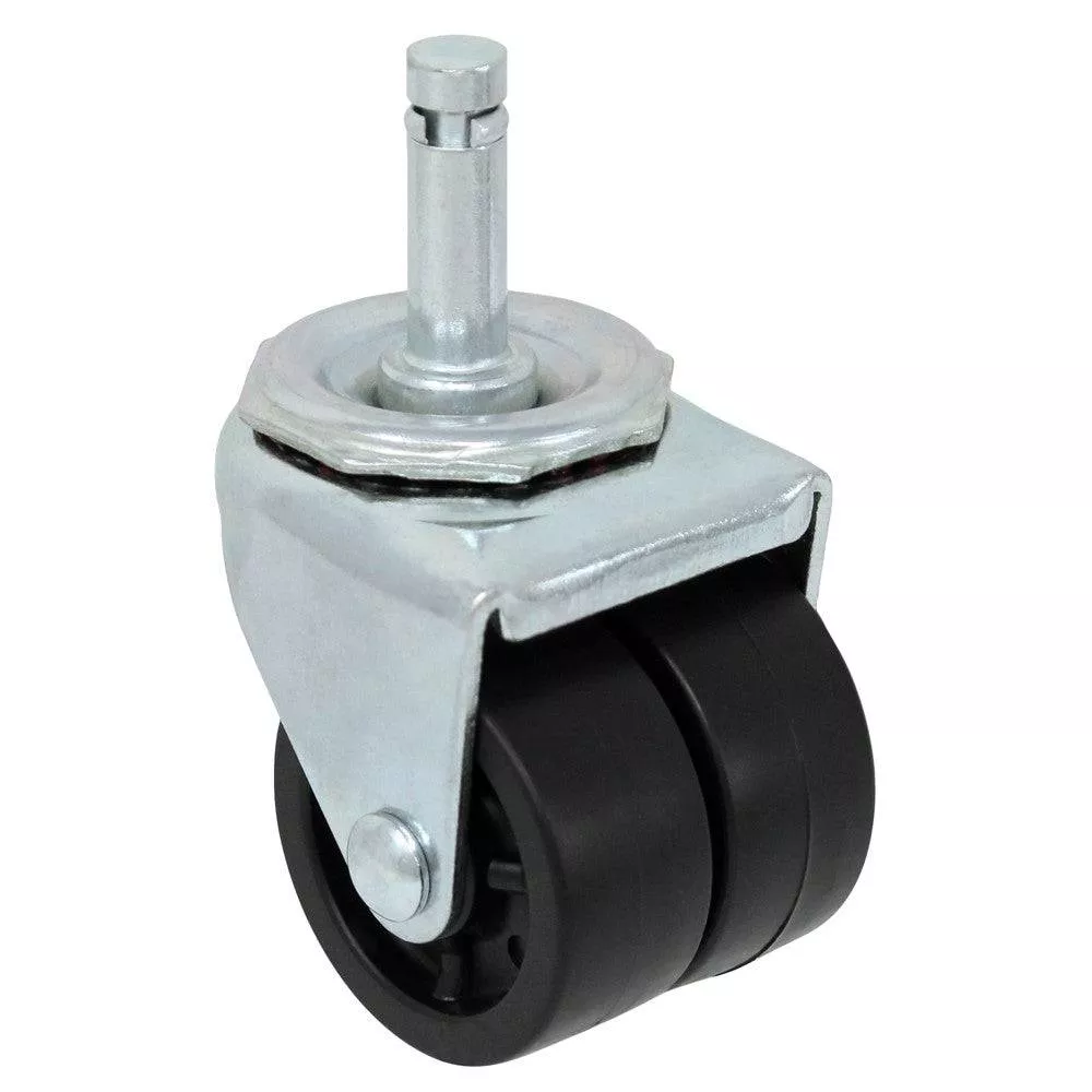2" Double Wheel Polyolefin Grip Ring Stem Caster - 200 lbs. Capacity
