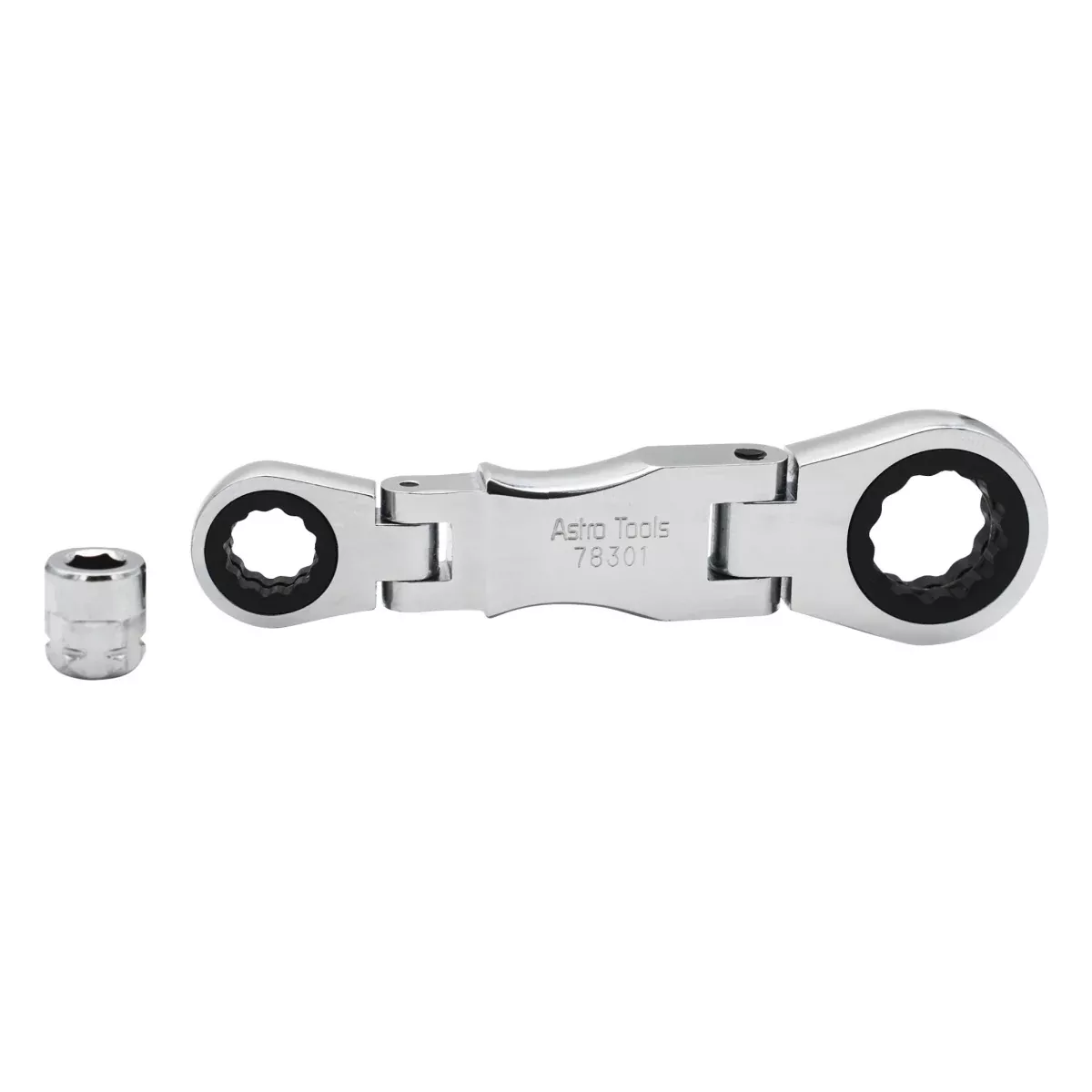 Astro Pneumatic Stubby Ratcheting Flex Head Double Box End Wrench for Nano Sockets
