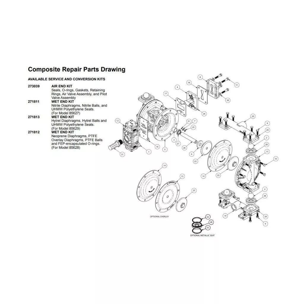 Buna Wet-End Kit for Diaphragm Pump Model 85627