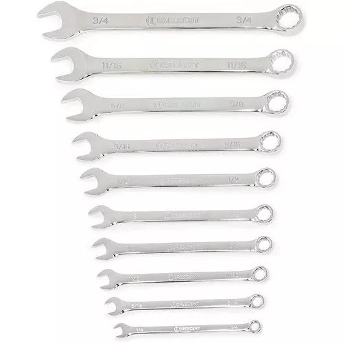 CRESCENT 10PC SAE COMBINATION WRENCH SET
