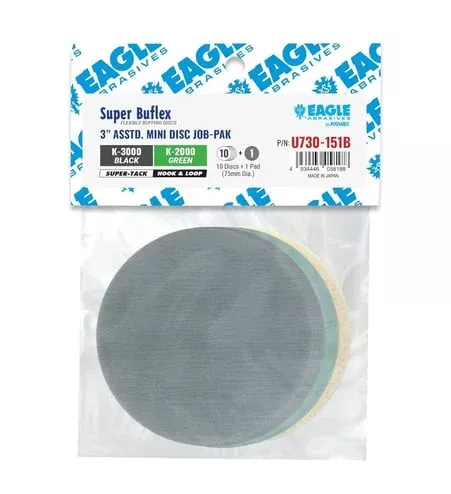 Eagle Abrasives 3” DRY Buflex Discs Assorted with Pad