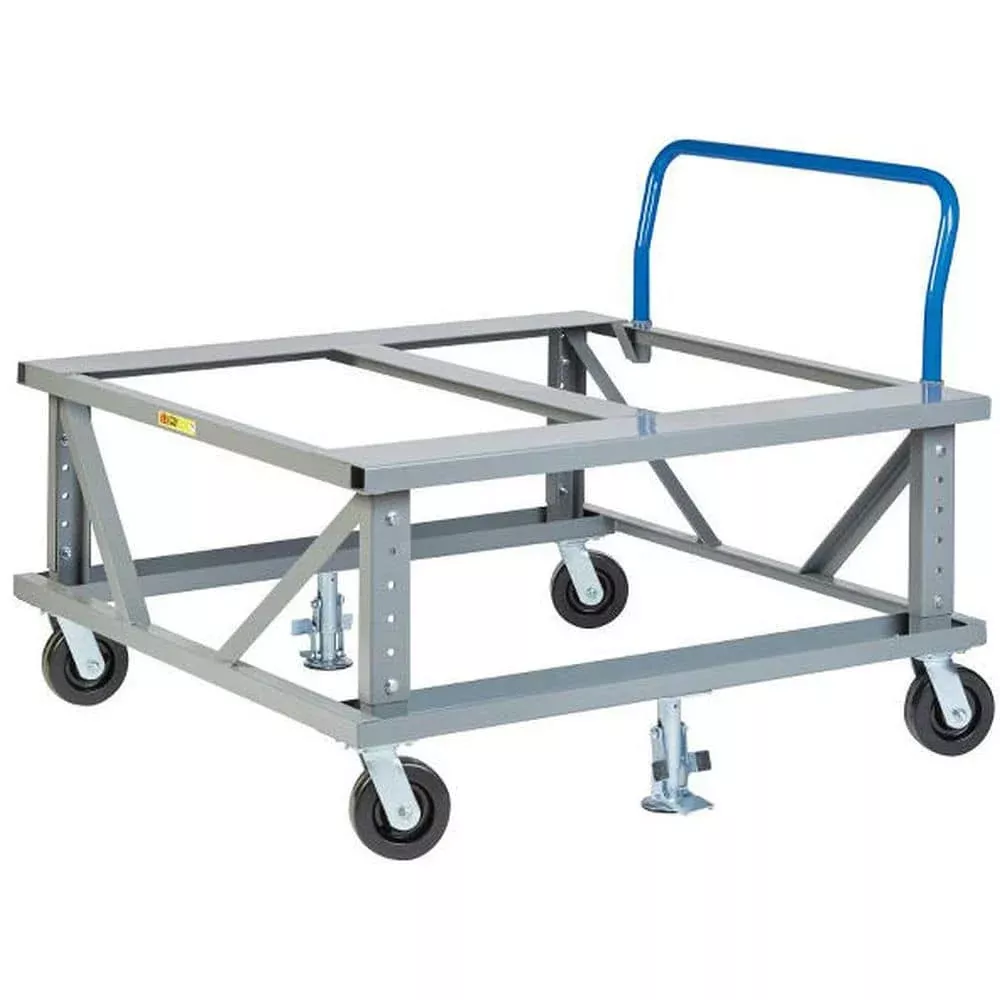 Ergonomic Adjustable Height Mobile Pallet Stand w/ Handle (Open Deck)