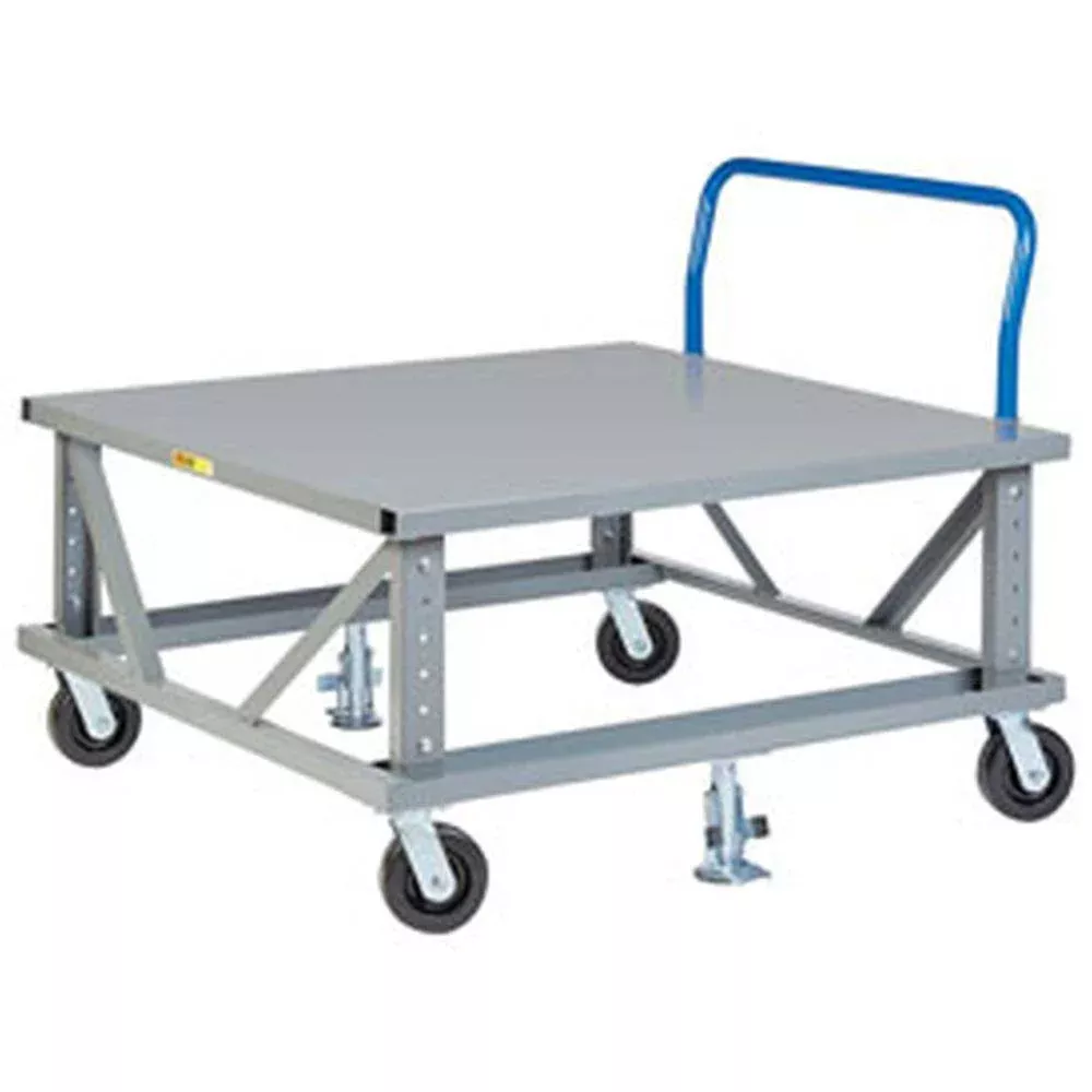 Ergonomic Adjustable Pallet Stand w/ Handle (Solid Deck)