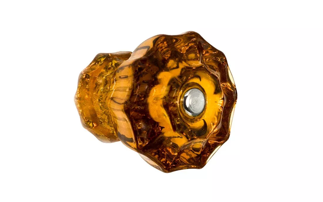 Fluted Glass Cabinet Knob ~ Amber
