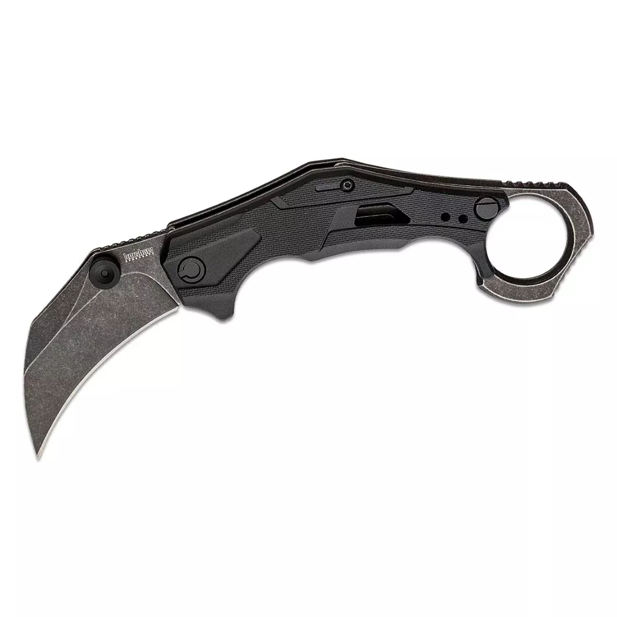 Kershaw Outlier Assisted Open Liner Lock Hawkbill Blade Folding Karambit Knife with BlackWash Finish - Gray