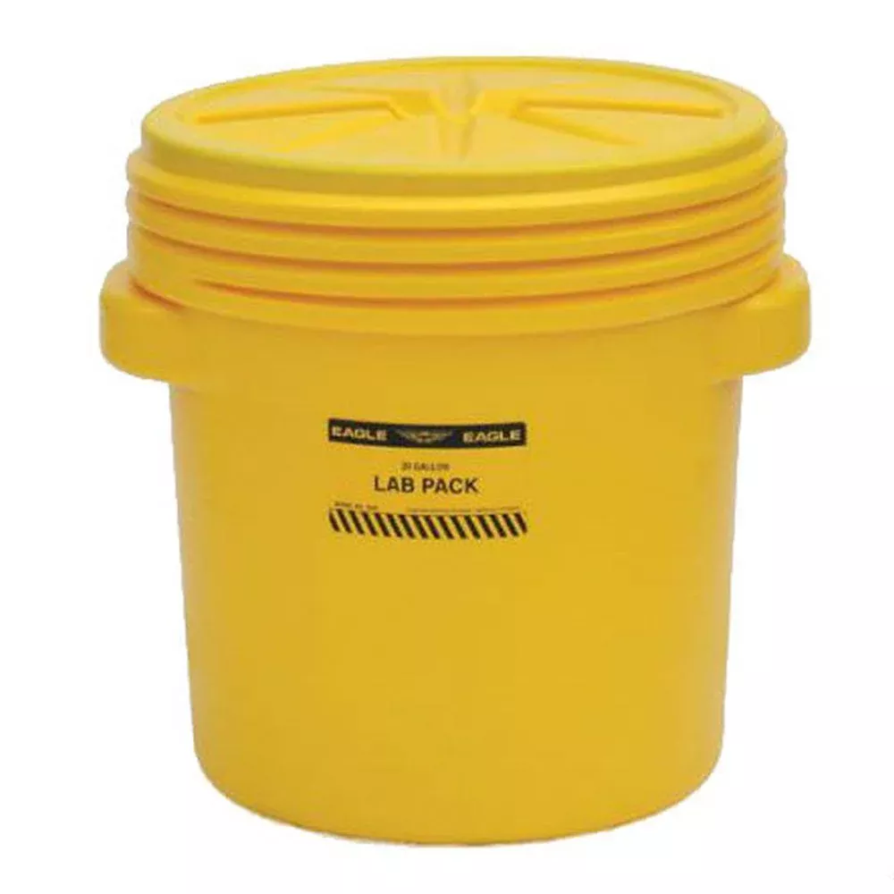 Lab Pack Poly Drum, 20 Gal, Yellow w/ Screw-on Lid