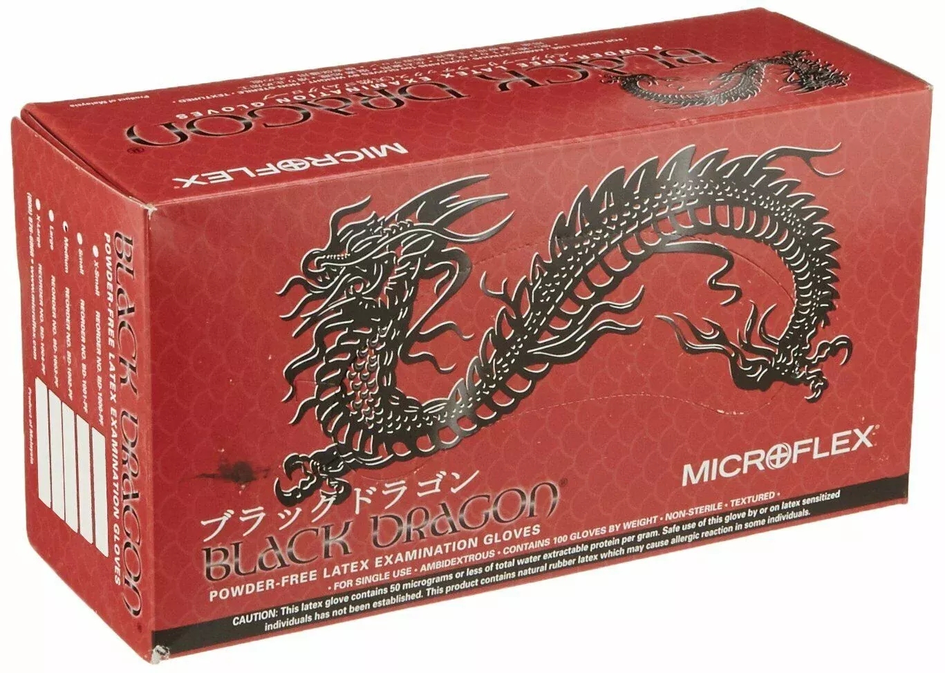 Microflex Black Dragon, Latex Gloves, Medium 100 per box
